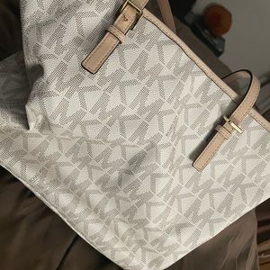 Michael Kors purse MK cream tan gold